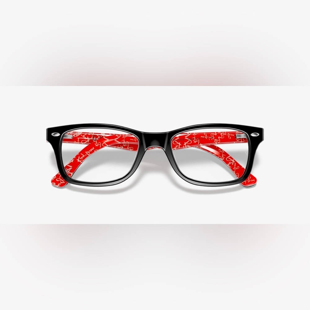 RAY-BAN Rx-able Eyeglasses RB 522-8247950B17140 Black Red & White Frames/case - Picture 4 of 11